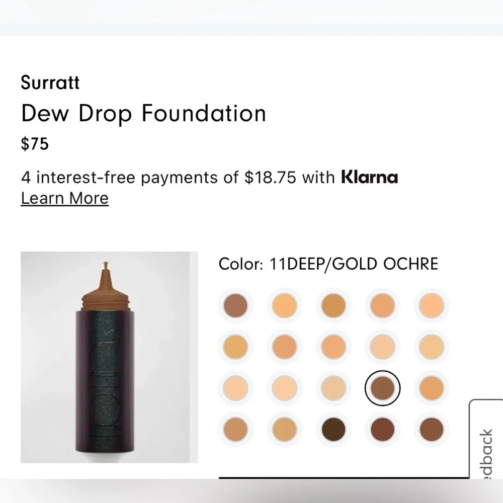 NIB Surratt Dew Drop Foundation 6.5 11 Deep/Gold Ochre #16 .64 oz $75 Retail